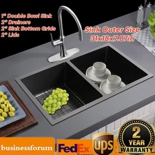 Double Basin Double Sink 31*18 in Double Bowl Sink Stainless Steel Home