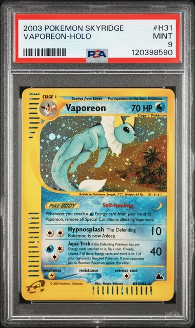2003 POKEMON SKYRIDGE #H31 VAPOREON-HOLO PSA 9