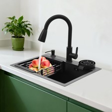 Kitchen Sink Stainless Steel Single Bowl Sink With Pull-out Faucet 55 40 20 cm