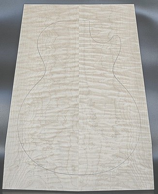 Figured 4A Curly Maple Droptop Glued Guitar Wood (21 - 15-1/2 - 12-3/4 x 7/16)