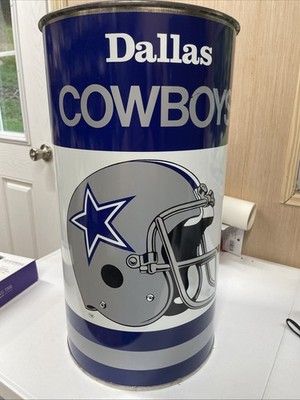 1990 VTG  Dallas Cowboys NFL 19'' Wastebasket Tin Metal Trash Can P&K Products Co