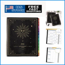 2026 Daily Planner - 9x11, Soft Leather, Twin-Wire Binding for Easy Use