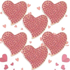 BBTO 6 Pcs Valentine Heart Pin Brooch Pink Rhinestone Heart Brooch Crystal Re...