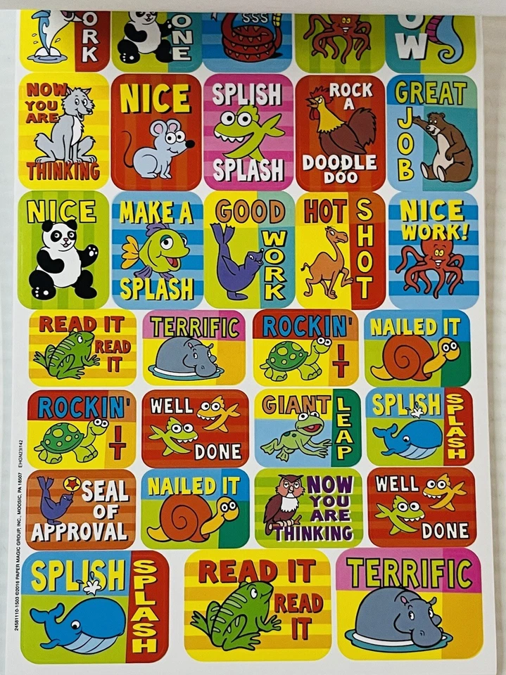 Pegatinas de animales Eureka pegatinas de recompensa para maestros y estudiantes, 864 piezas NUEVO Foto 4 de 4