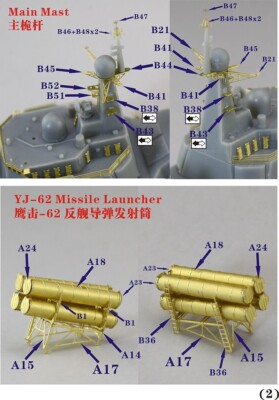Five Star Model (700116) 1:700 Type 052C Destroyer Etched Parts for S-Model