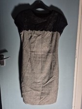 Zara Size L Large Grey Check Short Sleeve Shift Dress (1024/40/v)