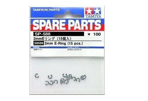 Tamiya 50588 2mm E-Ring Clips(15pcs)Set For RC Car Buggy Truck Spare Parts SP588 - Picture 1 of 1