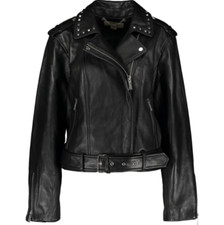Michael Michael Kors Studded-collar Leather Moto Jacket - Black - Xl