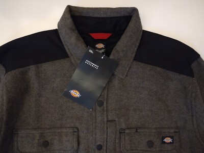 Dickies Jacket Men's L Grey Denim Performance Workwear Button Down Patched Elbow