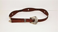 Ladies Western Leather Belt Silver Plated Buckle and Adornment 34