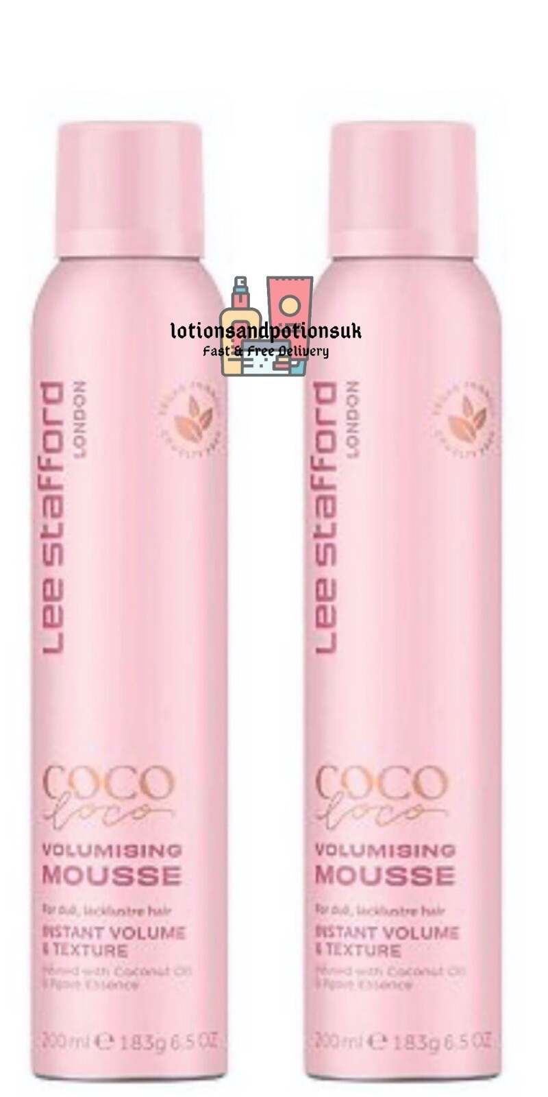 2 X Lee Stafford Coco Loco Coconut  Volumising Mousse With Agave 200ml