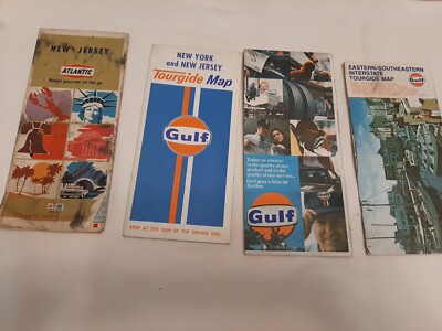 Road maps 1950S-60S VINTAGE GULF  (4PCS) new york New Jersey eastern United stat