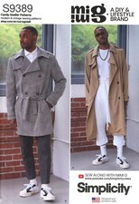 Simplicity S9389 Double-Breasted Trench Coat, Jacket Sz 44-52 UNCUT Pattern