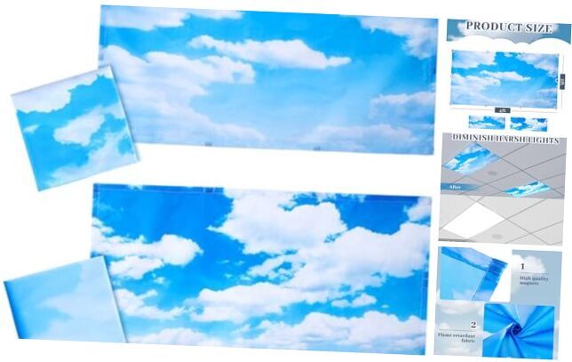 2 Pcs Fluorescent Light Covers for Ceiling Lights Fluorescent Light Cloud-image