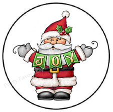 SANTA WITH JOY BANNER CHRISTMAS ENVELOPE SEALS LABELS STICKERS PARTY FAVORS