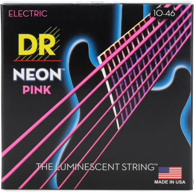 DR NPE-10 Neon Hi-Def Pink Electric strings 10-46