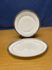 2 Raynaud Limoges Ambassador Platinum (1) 11 3/4” Round & (1) 14” Oval Platters