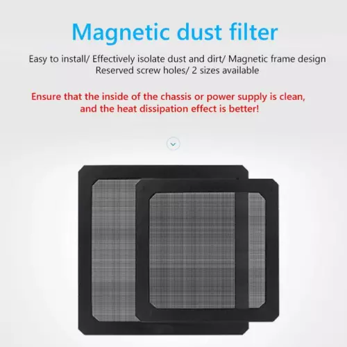 Magnetic Dust Filter Computer Case Fan Dustproof Mesh Cover Net (8cm)(Black)
