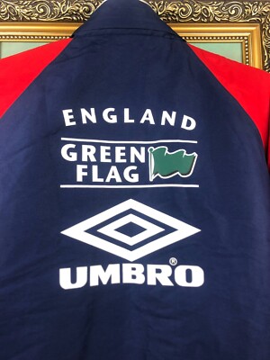Vintage 1996 England Umbro Football Tracksuit Jacket Green Flag