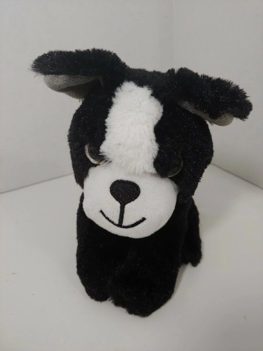 Walmart plush black white puppy dog small sitting Boston Terrier soft toy