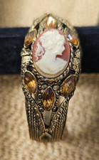Reloj brazalete oculto vintage Ginebra 17 joyas tono dorado con estrás camafeo ¡FUNCIONA!!