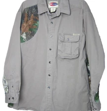 WRANGLER Pro Gear Shooting Shirt Mens XXL Camo Shoulder Patch Realtree Hardwoods