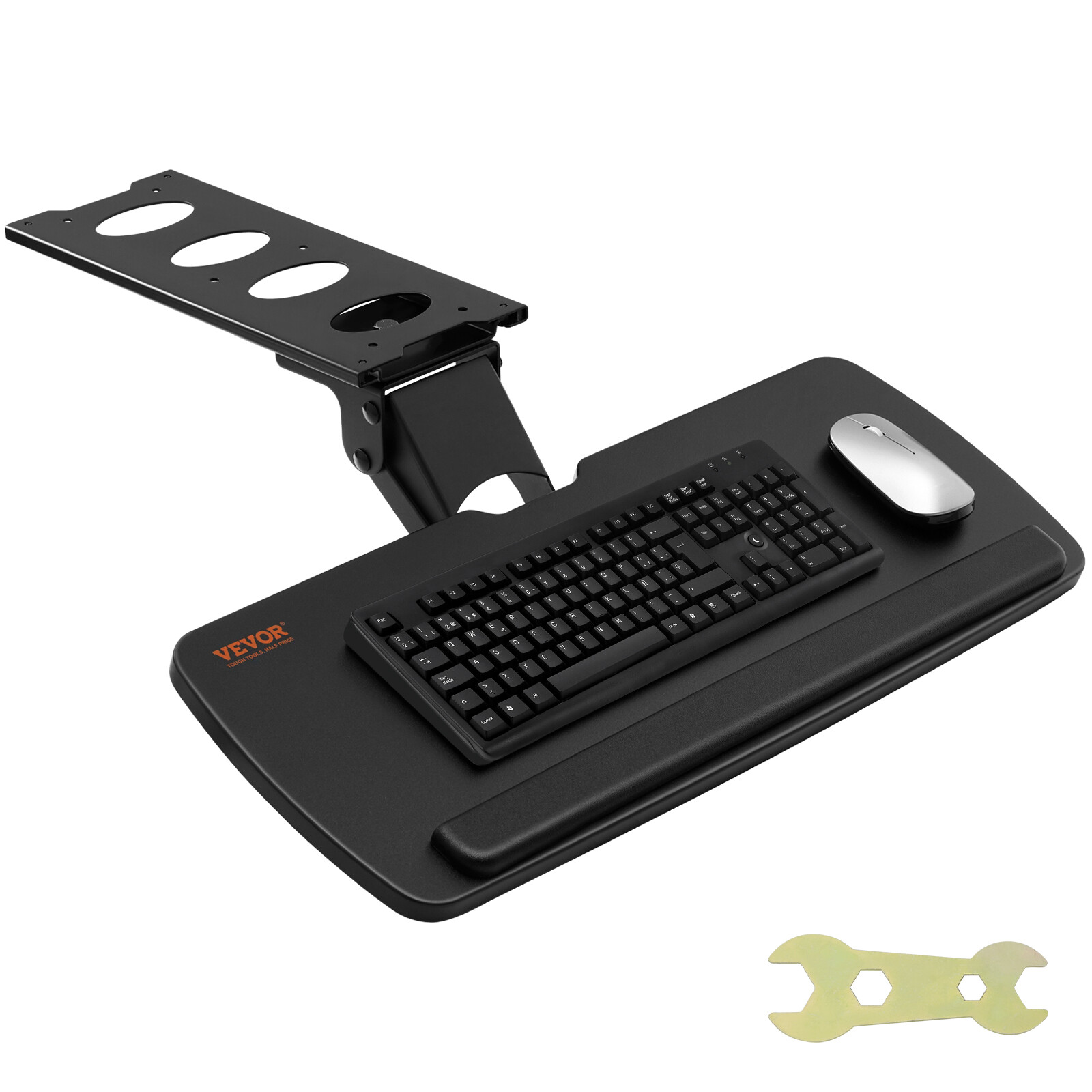 Plateau de clavier coulissant VEVOR sous bureau support souris de 63,5x25 cm