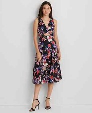Lauren Ralph Lauren Womens Floral Twist-Front Mou Blackpurplemulti 12