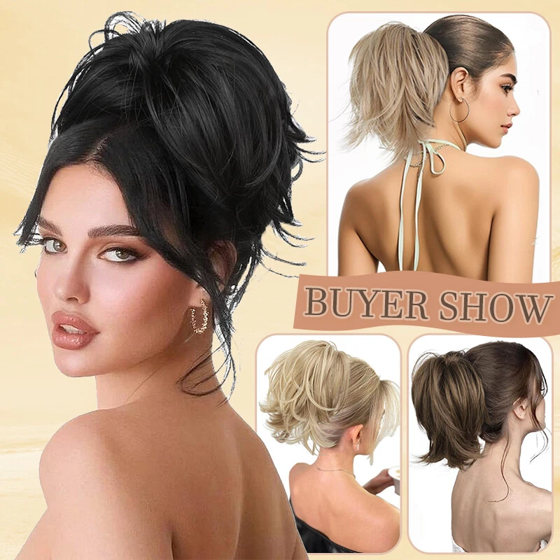 8in Short Claw on Ponytail Clip in Pony Tail Hair Extensions Messy Ponytail Bun - Image 2 of 4