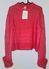 new H M fine-knit mohair and wool blend sweater,Size S,red