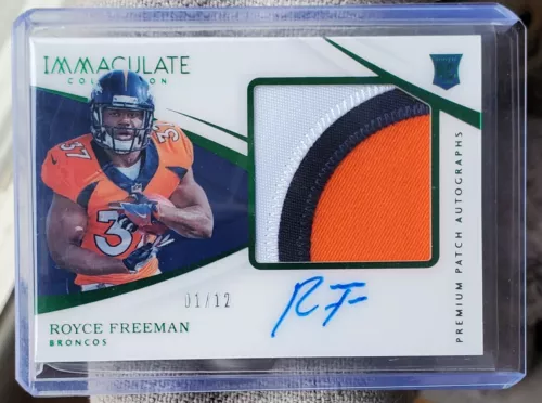 #d 1/12 Royce Freeman 2018 IMMACULATE PREMIUM PATCH ROOKIE RC AUTO EMERALD RPA