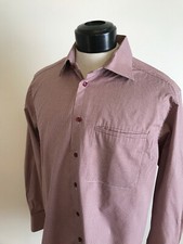 ET n Men's Shirt Size 17.5/44 Contemporary Fit Wine Coloured Sm Check GUC Cotton