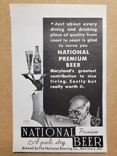 NOSTALGIC 1941 Print Ad Advertisement National Premium Beer Waiter Server B