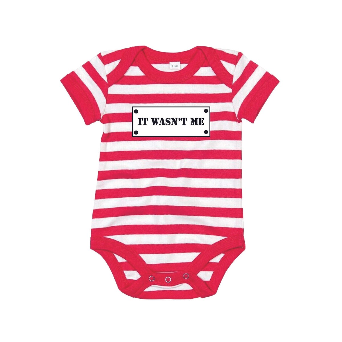 It Wasn't Me Red Stripe Babygrow Baby Vest Newborn One Piece Short - Main Image