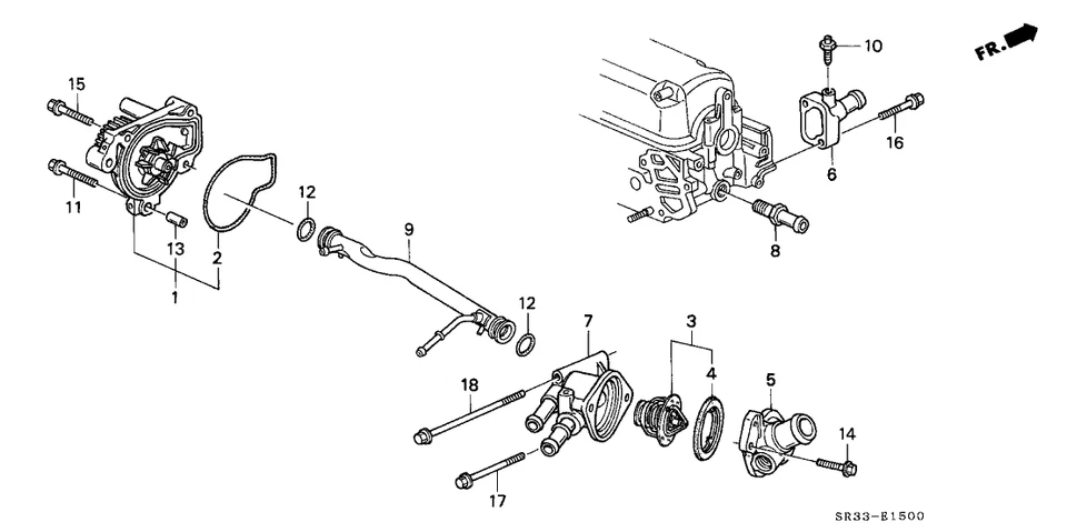Kit de carcasa y tubo de refrigeración de toma de agua/termostato para Honda Civic 92-95 1,5 L Foto 2 de 2