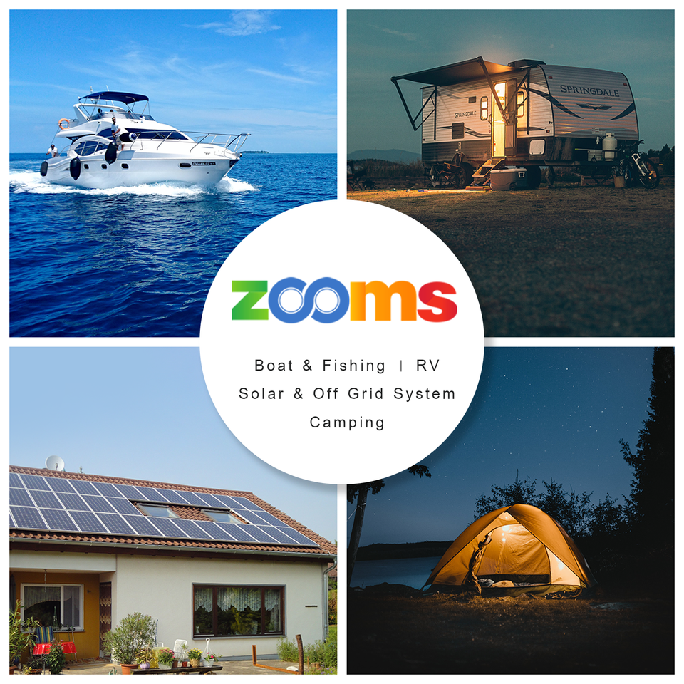 Zooms 12V 300Ah Lithium Battery Deep Cycle LiFePO4 for RV Solar Off