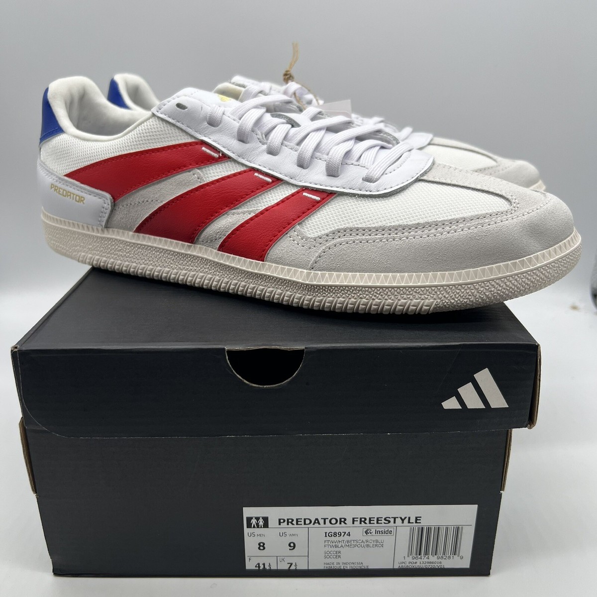 ADIDAS Predator Freestyle Casual Soccer Shoes Mens 8 White‎ Scarlet Royal USA Adidas Predator 24 League Low Freestyle White Scarlet Royal  main image 3