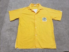 Warner Bros 1989 Men's Short Sleeve Button Up Shirt M Yellow Taz 50 Years Bugs