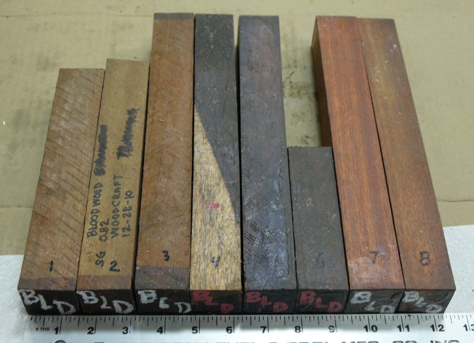 1PC. BLOODWOOD, TURNING WOOD BLANKS LATHE SIZE 11/2 x 11/2 x 5" TO