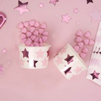 Eisbecher Pappe Sterne Rosa Pink Metallic 8 StüCk