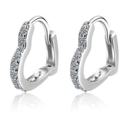 Orecchini A Cerchio Cuore Con Zirconi - Placcati Argento 925