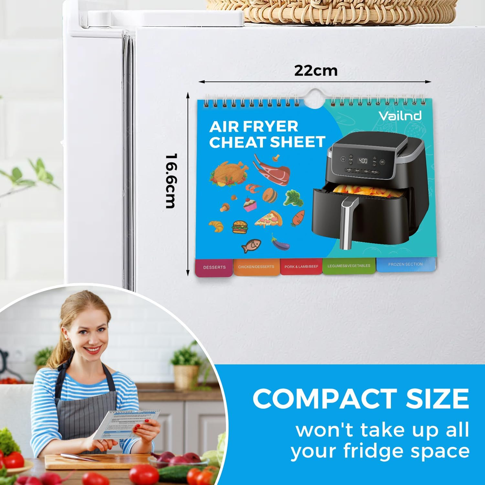 Air Fryer Cooking Guide Magnet Cheat Sheet for Quick Reference  