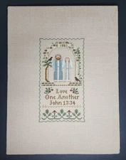 Unframed 16" x 12" Finished Completed Cross Stitch Bible Verse John 13:34