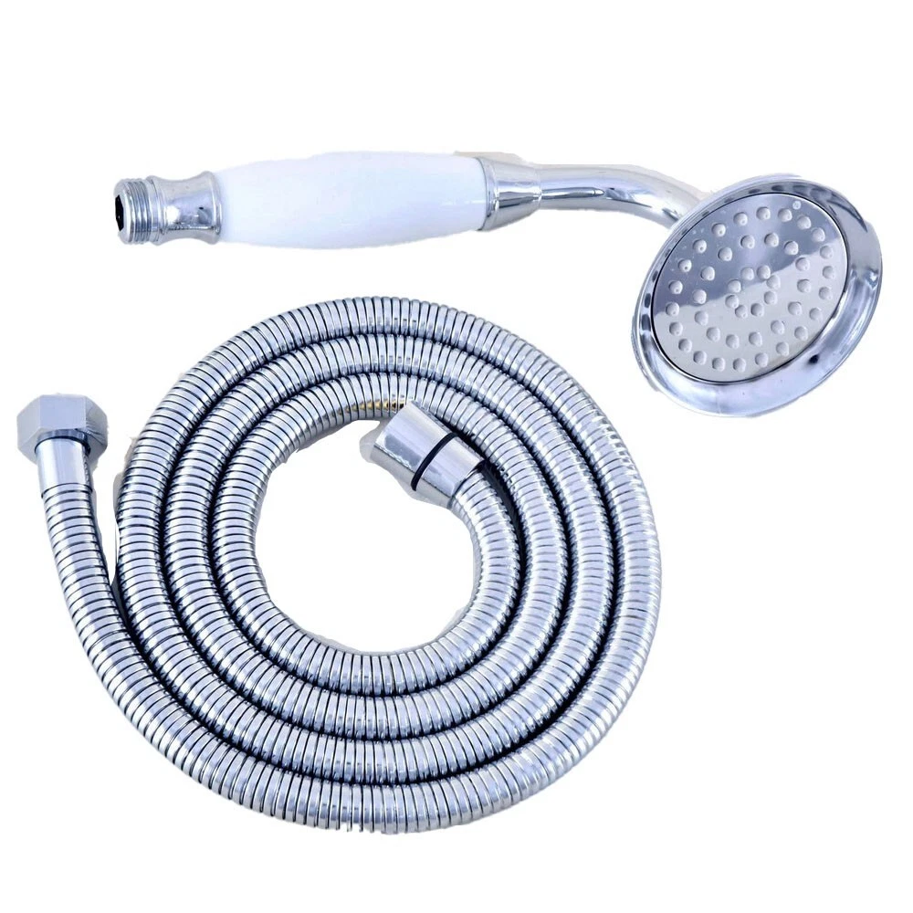 Polished Chrome Bathroom Hand-held Shower Head + 1.5m Shower Hose shh029