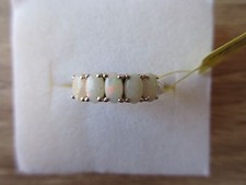 Australian White Opal 5 Stone Ring Platinum Overlay Sterling Silver Sz 7