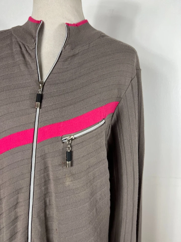 Jamie Sadock L Chaqueta Grande Ligera Cremallera Beige Rosa Bolsillos Elastizados E1 Foto 3 de 4