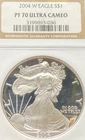 2004 W $1 PROOF AMERICAN SILVER EAGLE NGC PF 70 ULTRA CAMEO NO RESERVE