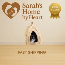 Petmaker Cat House Indoor Bed with Removable Foam Cushion Small Animal Tent f...