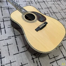 Luxury D45 acoustic guitar with abalone inlaid ebony fingerboard