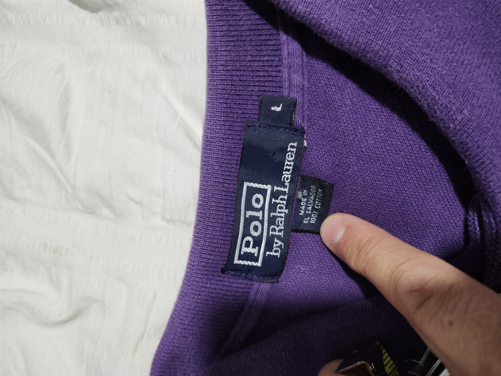 Polo Ralph Lauren viola cotone camicia manica corta verde pony uomo L large